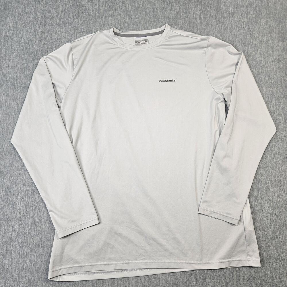Patagonia Shirt Mens XL Gray Long Sleeve Graphic Tech Fish Tee Crew Neck